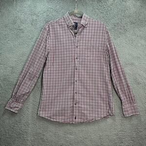 Johnnie-O Top Shelf Men's Medium Button Up Shirt Red White Blue‎ Casual Preppy